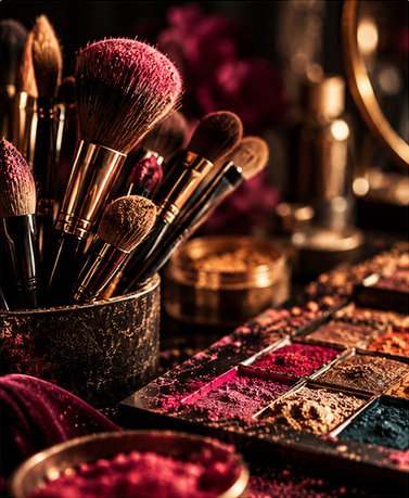 Makeup palette and brushes